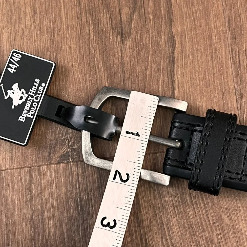NEW Beverly Hills Polo Club Black Silver Belt 44/46